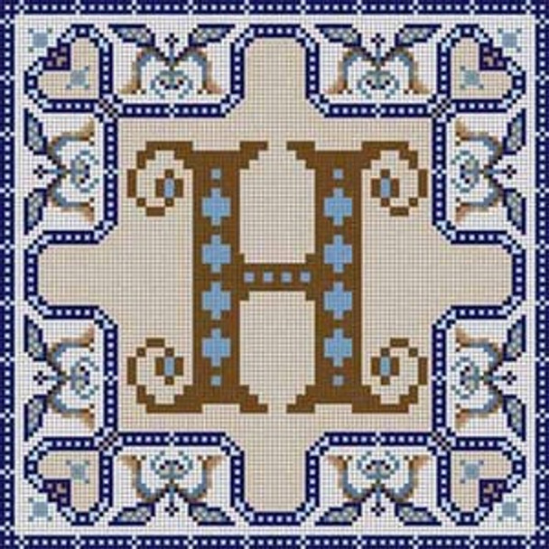 X-178 Alphabet Letter H Bordered 13 Mesh "9 x 9" Treglown Designs 