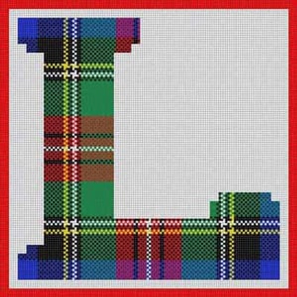 X-165 Letter L Plaid Alphabet Large 13 Mesh 10 ½" x 10 ½" Treglown Designs