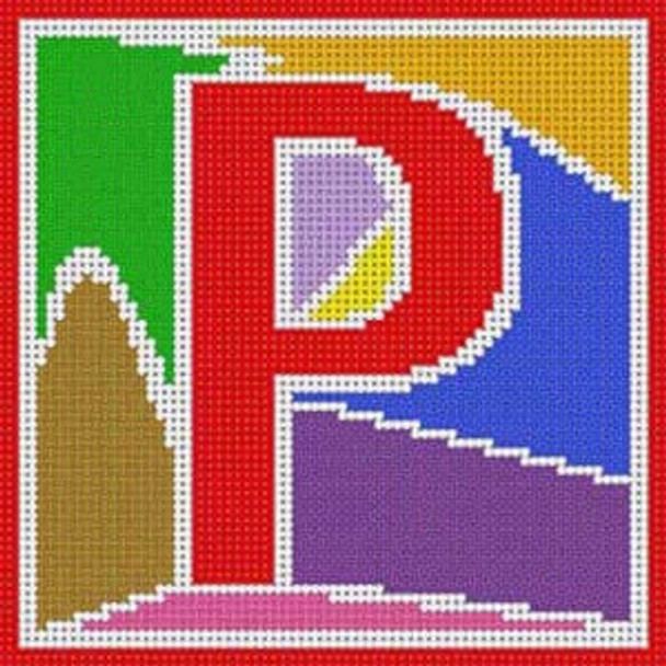 X-164 Abstract Modern Alphabet Letter P 5 ½" x 5" ½" 13 Mesh Treglown Designs 