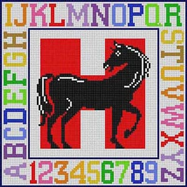 X-163 Letter H  Animal Alphabet 8 ¼" x 8 ¼" 13 Mesh Treglown Designs