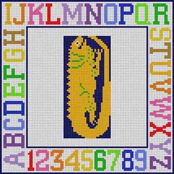 X-163 Letter I  Animal Alphabet 8 ¼" x 8 ¼" 13 Mesh Treglown Designs