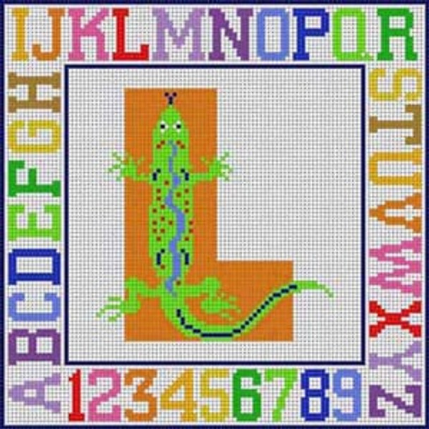 X-163 Letter L  Animal Alphabet 8 ¼" x 8 ¼" 13 Mesh Treglown Designs