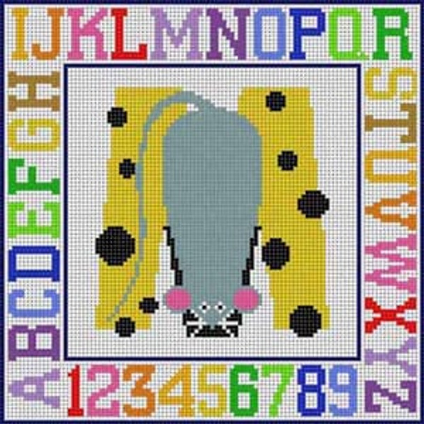 X-163 Letter M  Animal Alphabet 8 ¼" x 8 ¼" 13 Mesh Treglown Designs