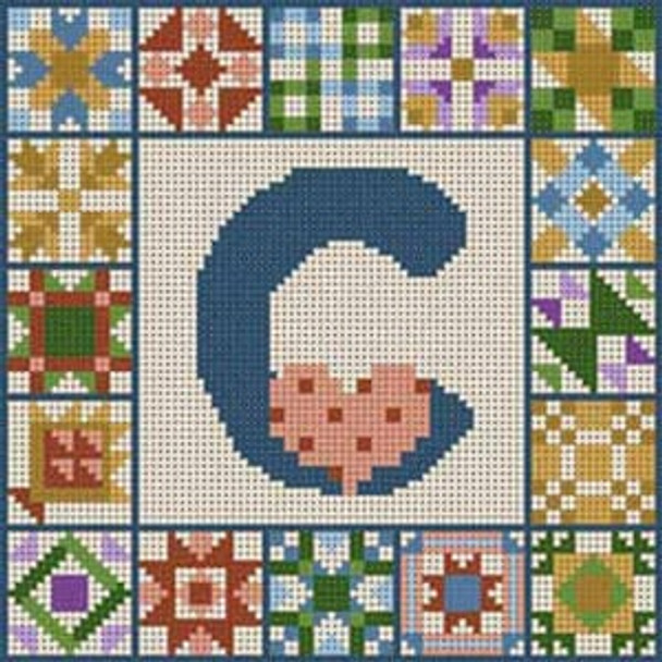 X-158 Letter C Quilt Alphabet 13 Mesh  7" x 7" Treglown Designs