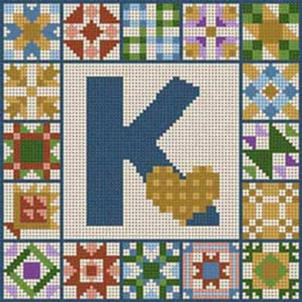 X-158 Letter K Quilt Alphabet 13 Mesh  7" x 7" Treglown Designs