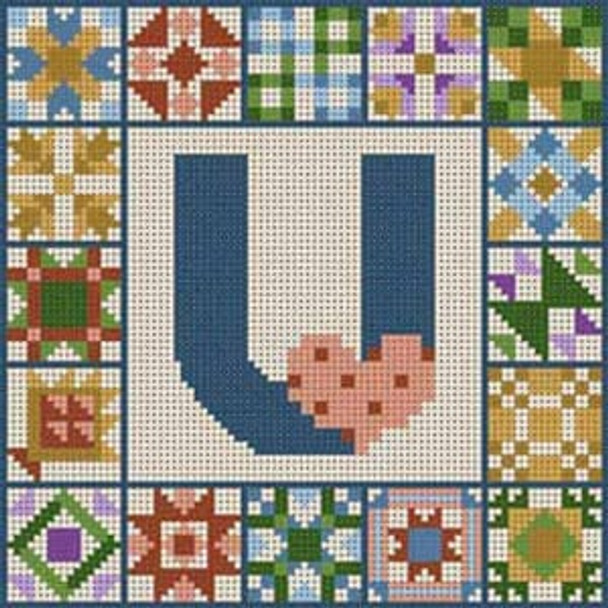 X-158 Letter U Quilt Alphabet 13 Mesh  7" x 7" Treglown Designs