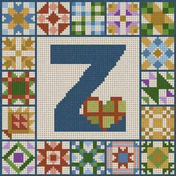 X-158 Letter Z Quilt Alphabet 13 Mesh  7" x 7" Treglown Designs