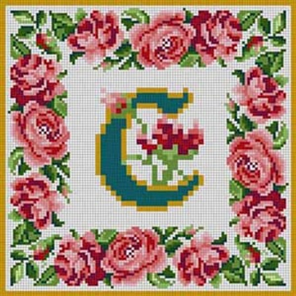 X-146 Letter C Rose Border Alphabet Treglown Designs