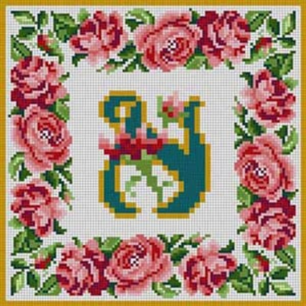 X-146 Letter N Rose Border Alphabet Treglown Designs