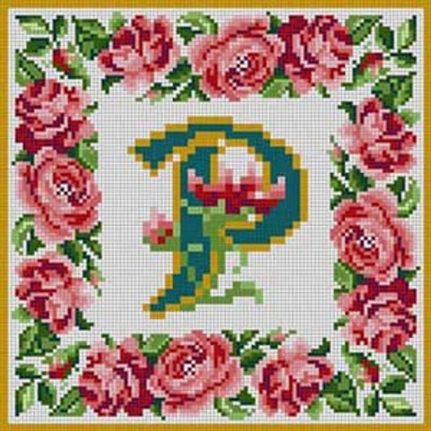 X-146 Letter P Rose Border Alphabet Treglown Designs