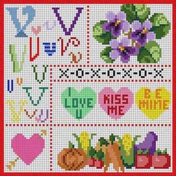 X-132 Letter V Sampler Alphabet 7¼" x 7¼" 13 Mesh Treglown Designs