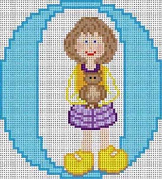 X-126  Letter O Little Girl Alphabet 13 Mesh 71⁄4" x 61⁄2" Treglown Designs