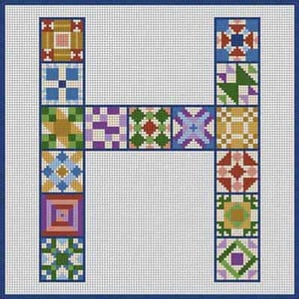 X-119 Letter H Quilt Block 6 1/2" x 6 1/2" 18 Mesh Treglown Designs