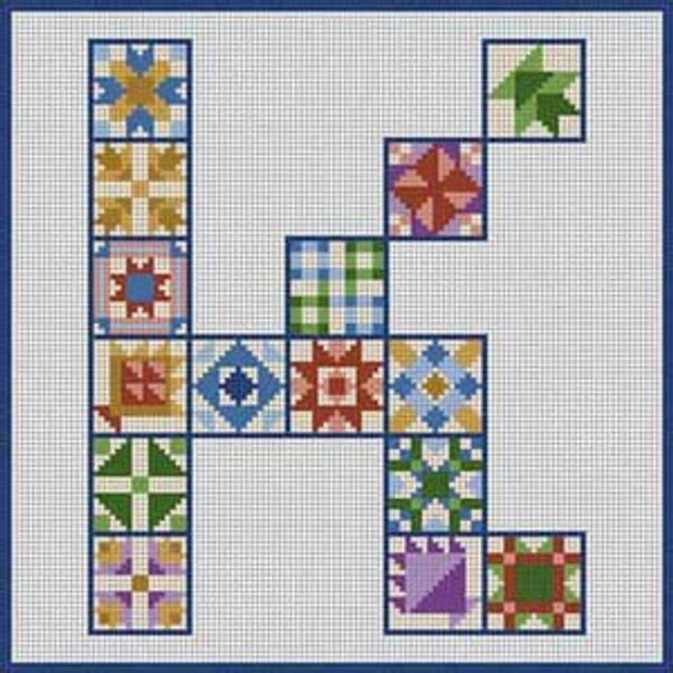 X-119 Letter K Quilt Block 6 1/2" x 6 1/2" 18 Mesh Treglown Designs