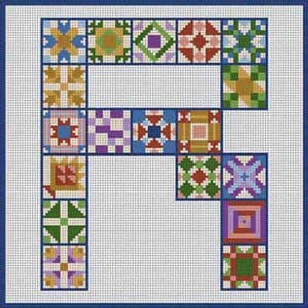 X-119 Letter R Quilt Block 6 1/2" x 6 1/2" 18 Mesh Treglown Designs