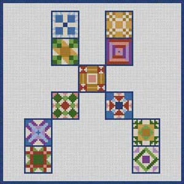 X-119 Letter X Quilt Block 6 1/2" x 6 1/2" 18 Mesh Treglown Designs