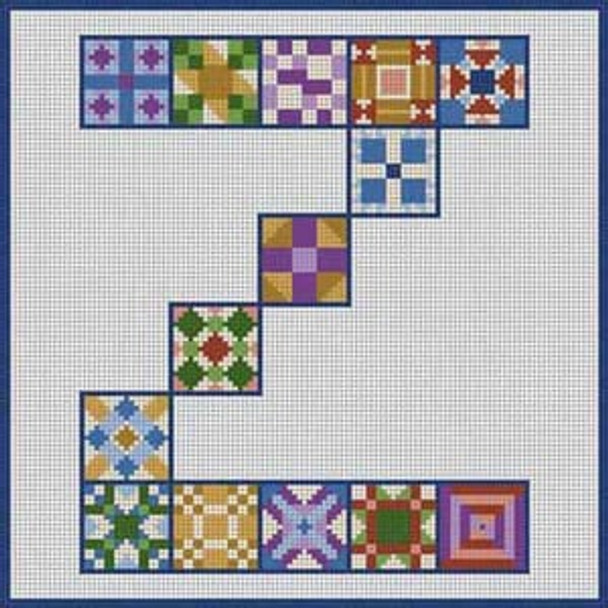 X-119 Letter Z Quilt Block 6 1/2" x 6 1/2" 18 Mesh Treglown Designs