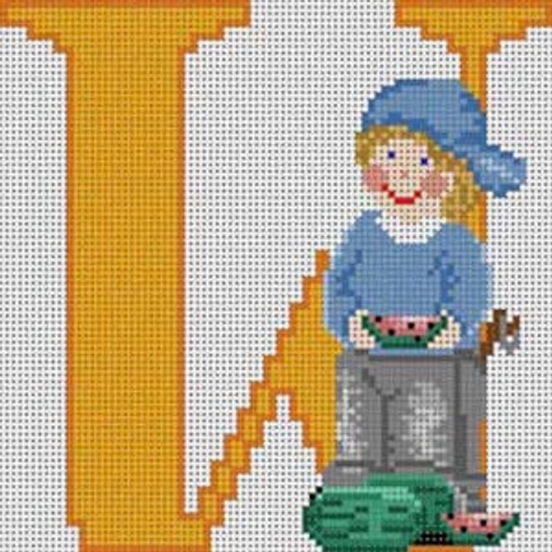 X-118 Letter W Boy 13 Mesh 7½" x 6½" Treglown Designs 