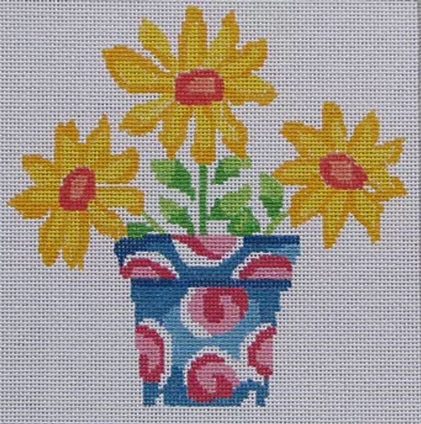 144i Jean Smith Designs  SIMPLY SUMMER Yellow Daisy  8" Square 13 Mesh