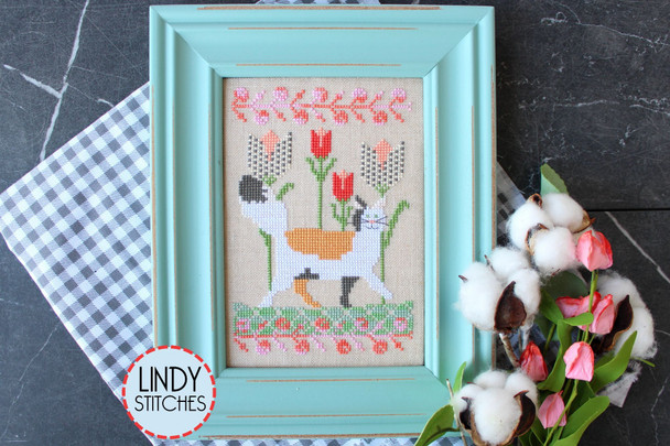 Prancing in the Tulips  64 x 95 stitches  Lindy Stitches 22-1120