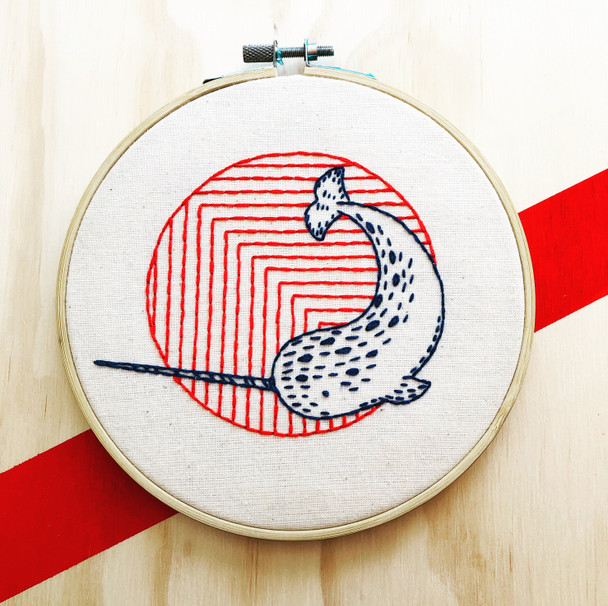 Narwhal   Complete Embroidery Kit Hook, Line & Tinker