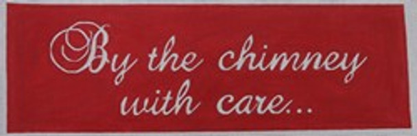 CHRSH2R STOCKING HANGER BY THE CHIMNEY W/ CARE/RED 22 3/4 X 7 1/2 18 Mesh Hillary Jean Designs