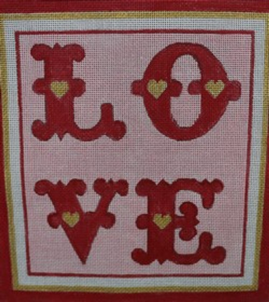 V-002-18 LOVE 8 1/8" X 8 1/2" 18 Mesh Hillary Jean Designs