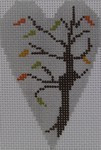 563E Fall Tree Heart 2.25" X 3.5" 18 Mesh NEEDLEDEEVA With Stitch Guide