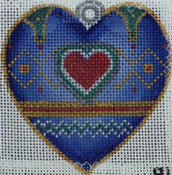 R197 Blue Heart Ornament 3.25 x 3.25	18  Mesh Robbyn's Nest Designs