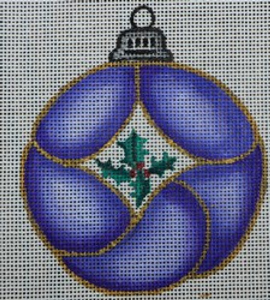 R199 Purple Ornament w/ Holly Leaves 3.75 x 4.25 18 Mesh Robbyn's Nest Designs