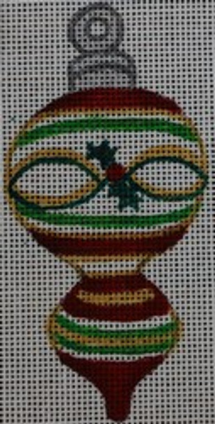 R246 Gold, Green, White, and Red Ornament  2 x 4.5 18 Mesh Robbyn's Nest Designs