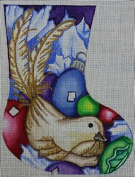 R206 Bird with ornament mini sock 6 x 8 18 Mesh Robbyn's Nest Designs