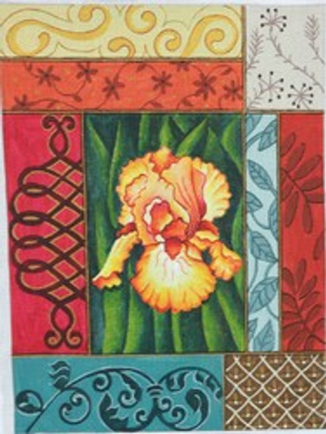 R814 Patchwork w/ Orange Flower 12 x 14	18  Mesh Robbyn's Nest Designs