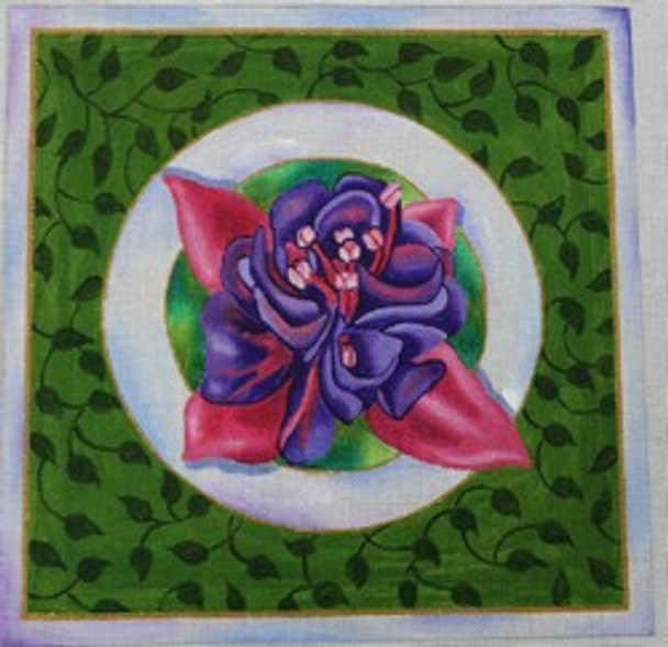 R807 Green Background w/ pink and purple flower 12 x 12.25	18 Mesh Robbyn's Nest Designs