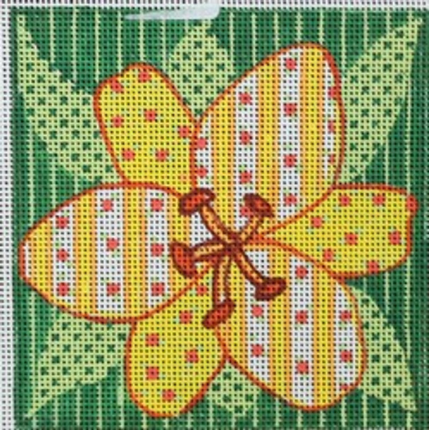 R801 Patchwork Yellow and Green flower 4.25 x 4.25	18 Mesh Robbyn's Nest Designs