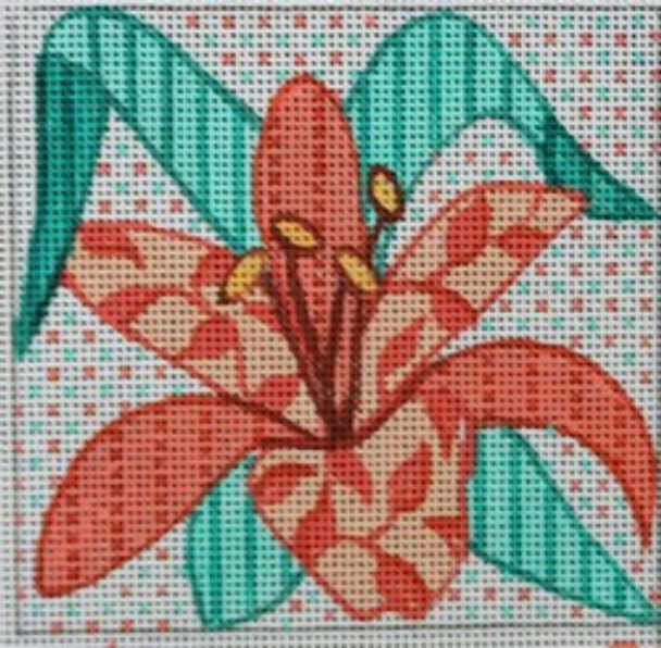 R802 Pink and Green Patchwork flower  4.25 x 4.25	18 Mesh Robbyn's Nest Designs