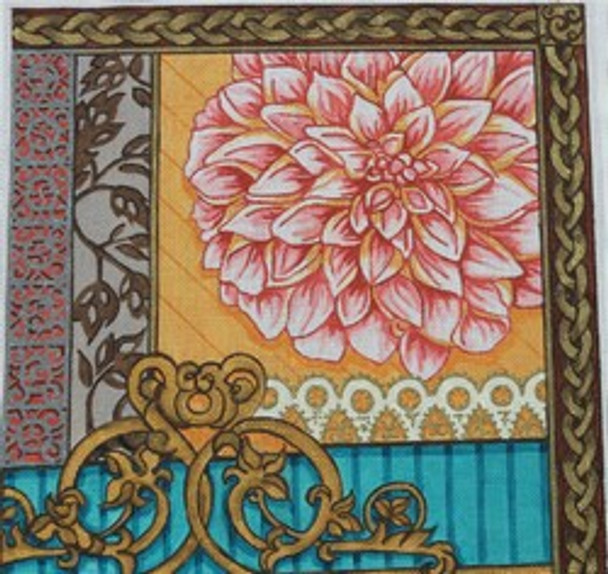 R934 Crysanthemum w/ orange background 13 x 13 18 Mesh Robbyn's Nest Designs