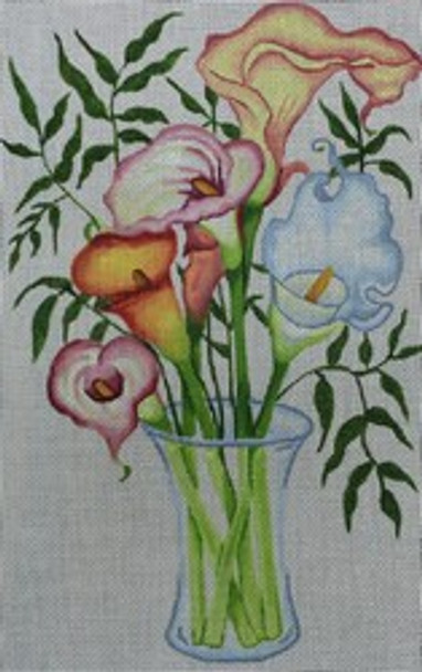 R137 18 Flowers in Vase 7 x 11	 18 Mesh Robbyn's Nest Designs