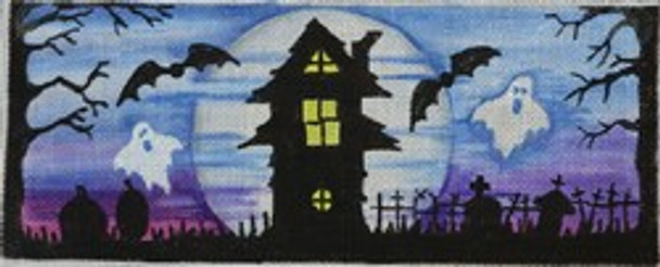 R419  Midnight Spooky House Silhouette 10.25 x 4.25 18 Mesh Robbyn's Nest Designs