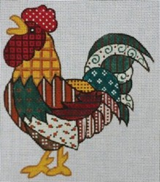 R774 Patchwork Rooster 5.5 x 6 18 Mesh Robbyn's Nest Designs