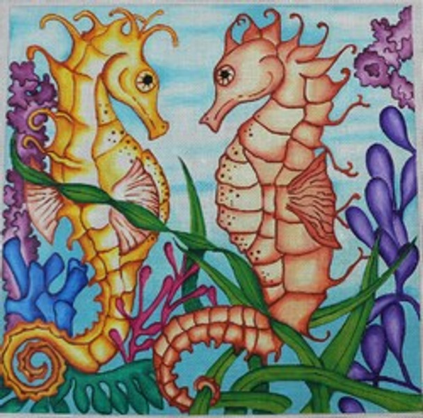 R471 Seahorses 14 x 14	18 Mesh Robbyn's Nest Designs