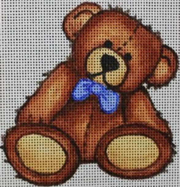 R571 Brown teddy bear w/ blue bowtie 4 x 4	18 Mesh Robbyn's Nest Designs