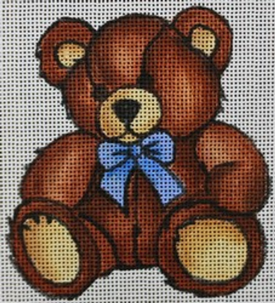 R575 Dark brown Teddy bear w/ blue bowtie 4 x 4.25 18 Mesh Robbyn's Nest Designs