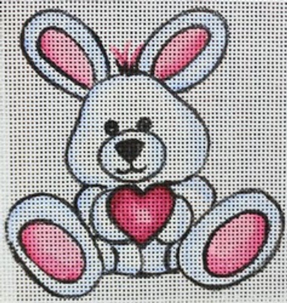 R579 White bunny w/ pink heart 3.25 x 4		 18 Mesh Robbyn's Nest Designs