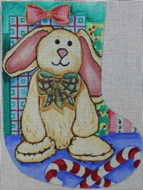 R617 Christmas Bunny with Candy Canes 6.25 x 8	18 Mesh Robbyn's Nest Designs