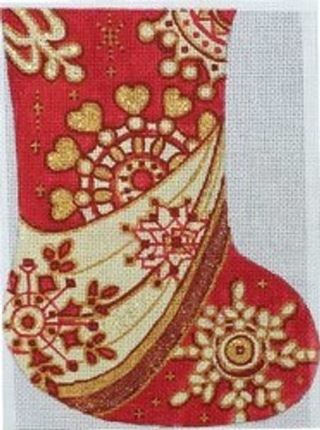 R664	Red/Gold Mini Stocking 6 x 8	18 Mesh Robbyn's Nest Designs