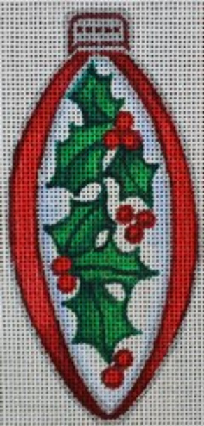 R607	Red/Silver Ornament with Mistletoe/Berries 2.25 x 5 18 Mesh Robbyn's Nest Designs