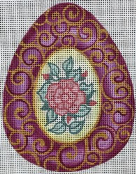 R825 Purple Egg w/ Flower in the middle 4.25 x 4.25 18 Mesh Robbyn's Nest Designs