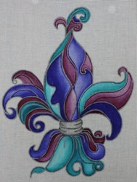 R515 Fleur de lis- Purple, dark blue, and turquoise 8.5 x 11	18 Mesh Robbyn's Nest Designs