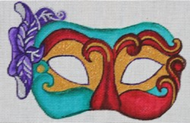 R872 Red, Teal, and Gold Mask	6.75 x 4.5 18 Mesh Robbyn's Nest Designs